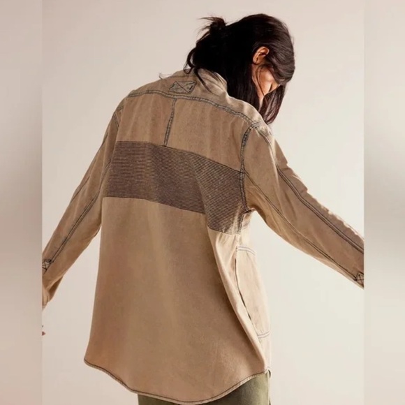 Free People We The Free Moto Colorblock Shirt Size Medium‎ - Picture 3 of 13